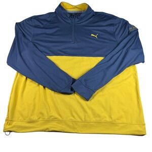 Puma‎ The Quarry Golf Course 1/4 Zip Pullover XL Blue Yellow Performance